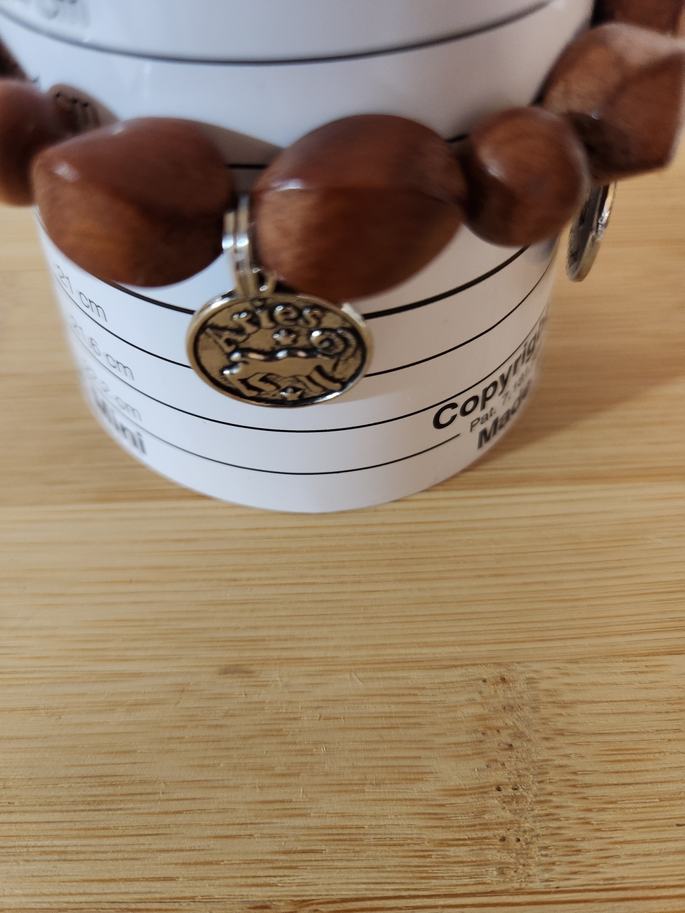 Reserved For topchef1 Wood Bead Zodiac Charm Bracelet - Brown - Picture 3 of 9